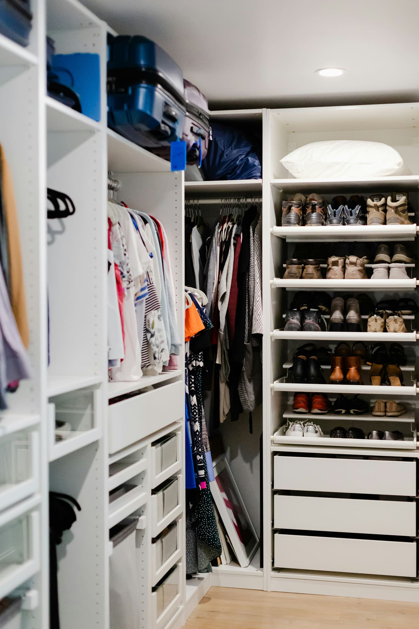 Organised wardrobe, after